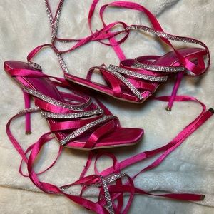 COPY - Hot Pink & Rhinestone Strappy Heels